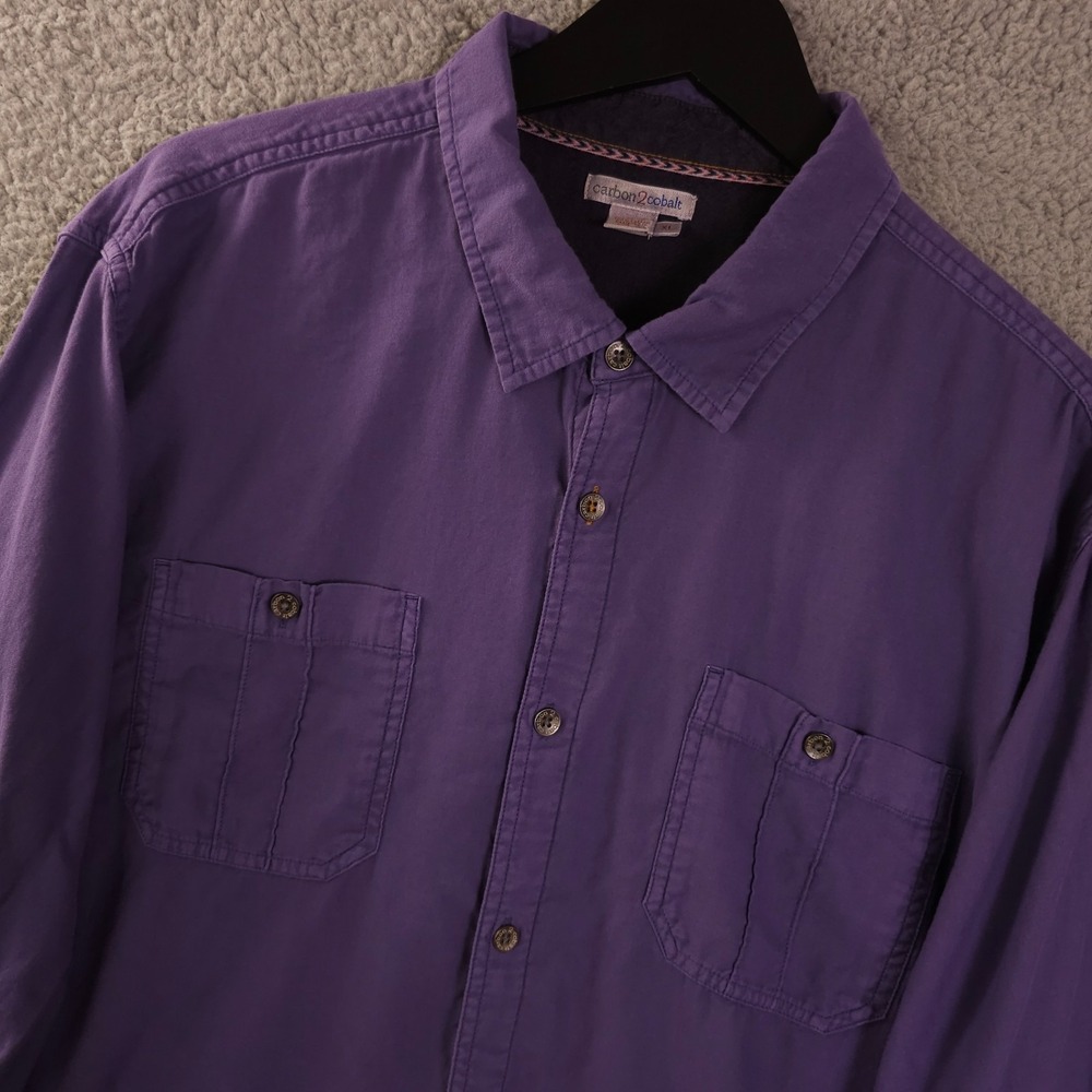 Carbon2Cobalt Shirt Mens XL Purple Long Sleeve Button Up Cotton Casual Preppy